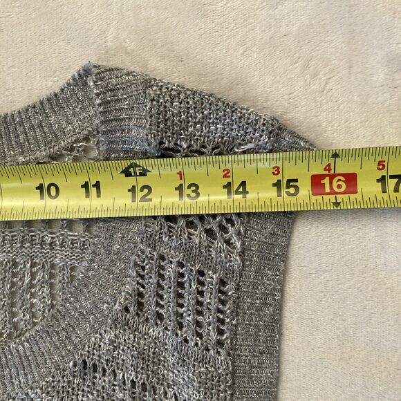 Vintage Y2K Express Crochet Sweater Vest Womens MEDIUM Gray Preppy Academia - Picture 6 of 10